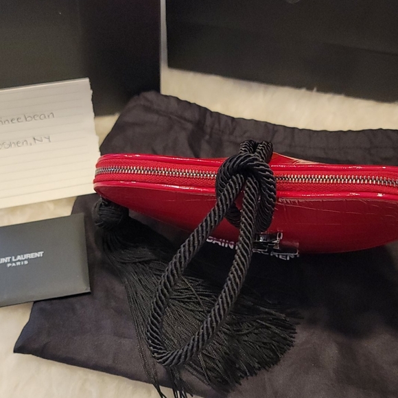 NEW Saint Laurent croc embossed leather clutch - Picture 7 of 15